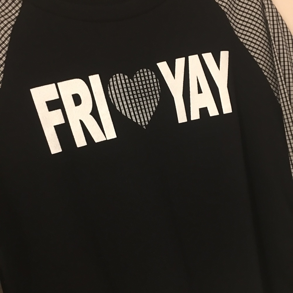 “FRIYAY” Black Plaid Contrast Top with Bows 1 Left - Picture 4 of 5